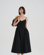 Load image into Gallery viewer, Side Panel Cami Midi Dress in Black