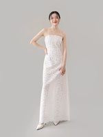 Load image into Gallery viewer, Floral Lace Bustier Maxi Dress in White