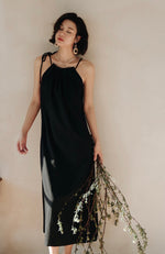 Load image into Gallery viewer, Ribbon Tie Maxi Dress in Black
