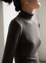 Load image into Gallery viewer, Side Line Turtleneck Top in Grey