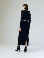 Load image into Gallery viewer, Eclips Cropped Hoodie in Black