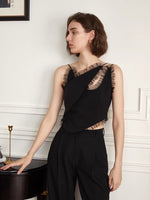 Load image into Gallery viewer, Asymmetric Sheer Edge Top in Black