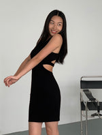 Load image into Gallery viewer, Padded Cutout Back Bodycon Dress in Black