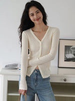 Load image into Gallery viewer, Line Stretch Cardigan in Cream
