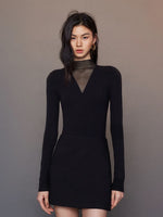 Load image into Gallery viewer, Sheer Panel V Top in Black