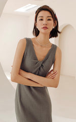 Load image into Gallery viewer, Light Knit Twist Sleeveless Dress in Grey