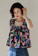Load image into Gallery viewer, Floral Gathered Strap Bubble Top in Multi