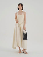 Load image into Gallery viewer, Cross Loop Back Tank Maxi Dress in Beige