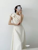 Load image into Gallery viewer, Toga Bow Polka Dress in Cream