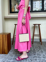 Load image into Gallery viewer, Drop Back Ribbon Tie Cutout Dress in Pink