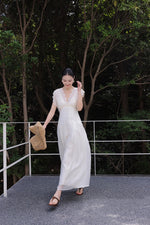 Load image into Gallery viewer, Tencel Eyelet Empire Maxi Dress in Cream