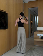 Load image into Gallery viewer, Slit Pocket Wide Leg Tailored Trousers in Black