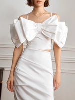 Load image into Gallery viewer, Oversized Triple Bow Cami Top in White