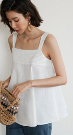 Load image into Gallery viewer, Flare Pleat Babydoll Top in White