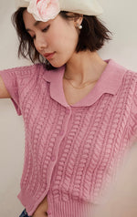 Load image into Gallery viewer, Knitted Polo Blouse in Pink