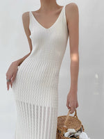 Load image into Gallery viewer, Braid Knit Tank Maxi Dress in White