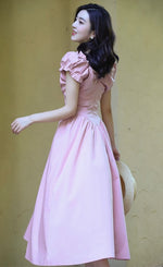 Load image into Gallery viewer, Puff Sleeve Pocket Maxi Dress in Pink