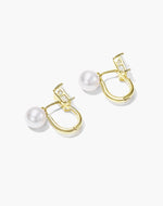 Load image into Gallery viewer, Pearl Diamante Loop Earrings