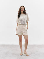 Load image into Gallery viewer, Floral Embroidered Shorts in Cream