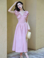 Load image into Gallery viewer, Puff Sleeve Pocket Maxi Dress in Pink