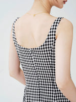 Load image into Gallery viewer, Checked Sleeveless Pocket Maxi Dress in Black/White