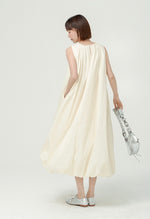 Load image into Gallery viewer, Sleeveless Pocket Bubble Dress in Cream