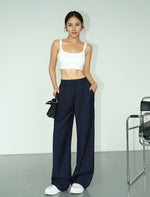 Load image into Gallery viewer, Classic Wide Leg Trousers in Navy