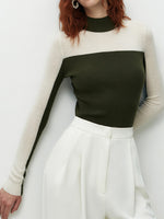 Load image into Gallery viewer, Duo Tone Long Sleeve Knit Top in Green