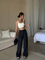 Load image into Gallery viewer, Classic Wide Leg Trousers in Navy