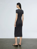 Load image into Gallery viewer, Twist Slit Tee Dress in Grey