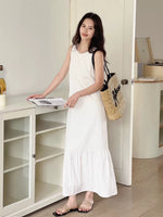 Load image into Gallery viewer, Striped Flute Hem Maxi Dress in White