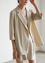 Load image into Gallery viewer, Midi Sleeve Summer Blazer in Beige
