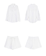 Load image into Gallery viewer, Tencel Blend Floral Lace Shirt // Shorts Set in White