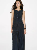 Load image into Gallery viewer, Tencel Vest // Trousers Set in Navy