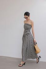 Load image into Gallery viewer, Gingham Bustier Top // Maxi Skirt Set in Black/White