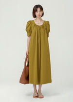 Load image into Gallery viewer, Puff Sleeve Pocket Tent Maxi Dress in Mustard