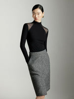 Load image into Gallery viewer, Sheer Panel High Neck Top in Black