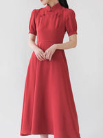 Load image into Gallery viewer, Valentina A-line Cheongsam Dress in Red