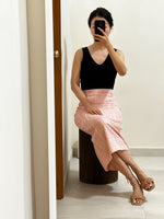 Load image into Gallery viewer, Korean Light Tweed Maxi Shift Skirt in Pink- S/M