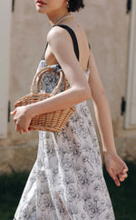 Load image into Gallery viewer, Floral Panel Maxi Dress in Black/White