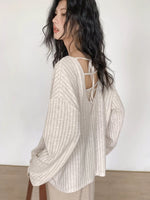 Load image into Gallery viewer, Tie Back Relaxed Knit Shirt in Beige
