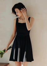 Load image into Gallery viewer, Tie Back Mid Flare Dress in Black