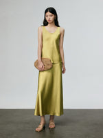 Load image into Gallery viewer, Satin Top + Slip Skirt Set in Yellow