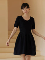 Load image into Gallery viewer, Tulip Stretch Dress in Black