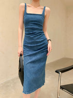 Load image into Gallery viewer, Denim Tank Sheath Dress in Blue