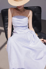 Load image into Gallery viewer, Linen Blend Gathered Bustier Top // Trousers // Maxi Skirt Set in Blue