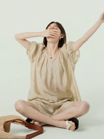 Load image into Gallery viewer, Crepe Blouson Top + Shorts Set