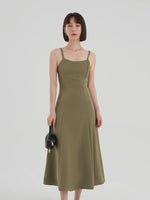 Load image into Gallery viewer, Tailored Cami Panel Dress in Green