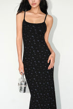 Load image into Gallery viewer, Floral Camisole Maxi Dress in Black