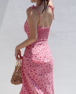 Load image into Gallery viewer, Textured Floral Tie Strap Dress in Pink